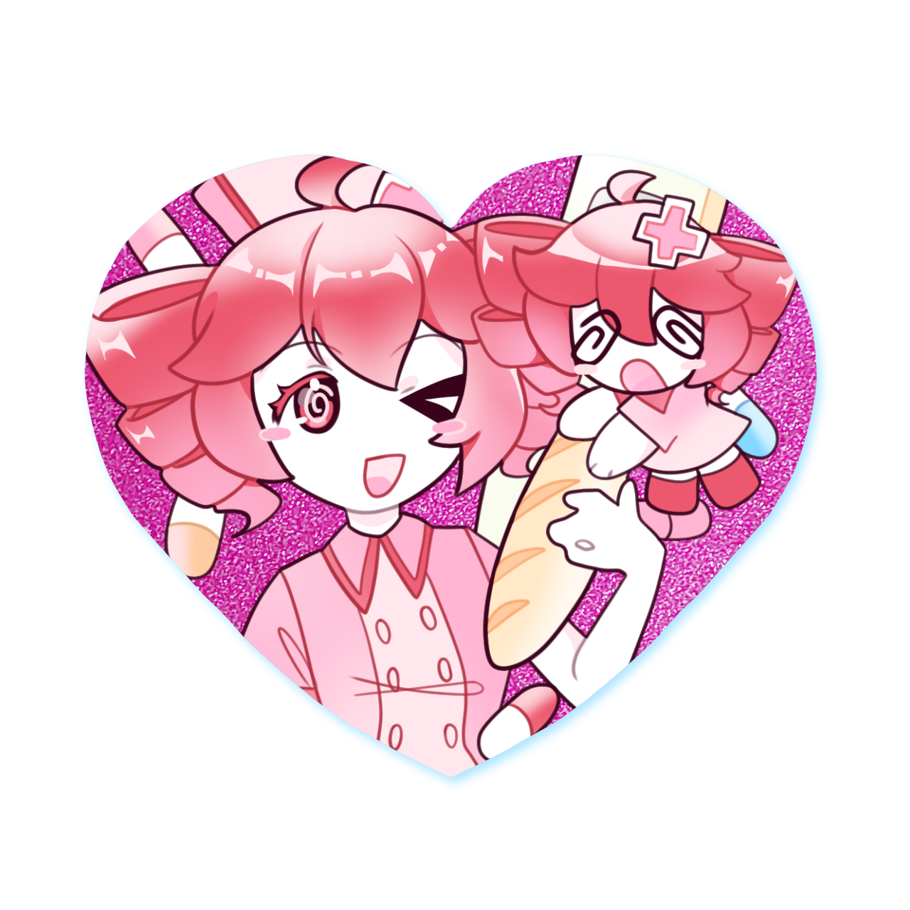 Значок-сердечко 'Тето медсестра' с блестящей подложкой