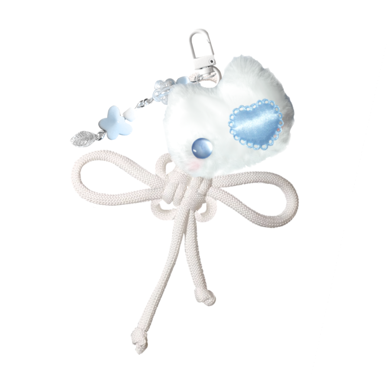 Подвес из панакорда и пушистого котика (цвет деталей случайный (розовый/голубой/черный)