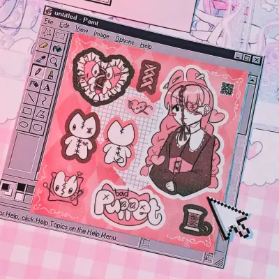 Стикерпак "Розовая кукла" с голо