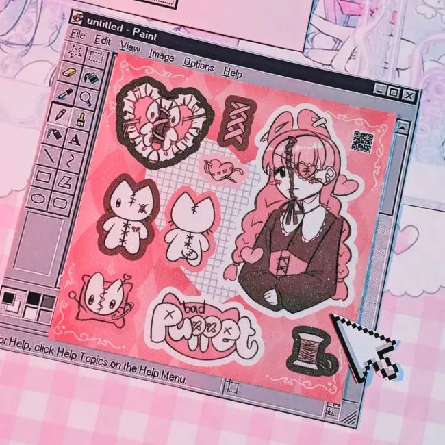 Стикерпак "Розовая кукла" с голо