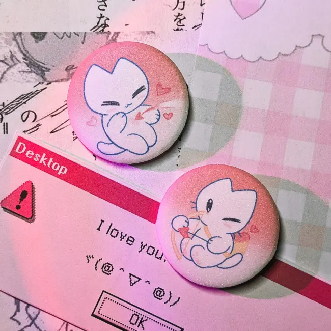 Гача парные значки с котиками голо